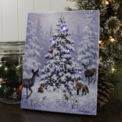 Woodland Christmas 8x6 Mini Lighted Easel Back