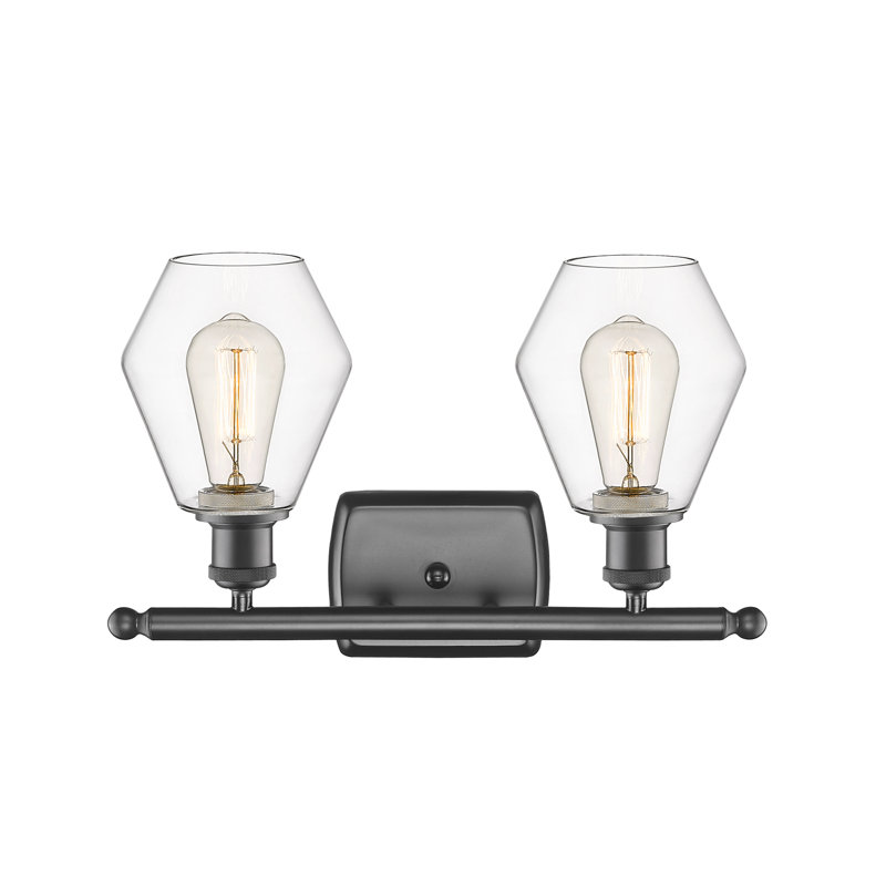2 - Light Dimmable Vanity Light, Clear, Oil Rubbed Bronze