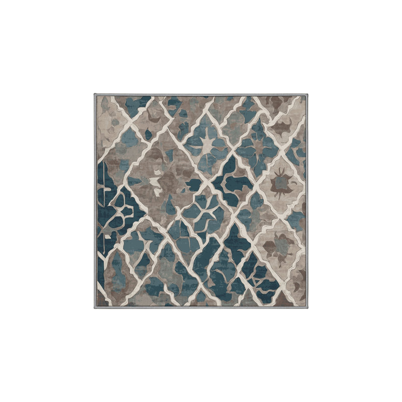 Machine Washable Gray Area Rug, Square 6'