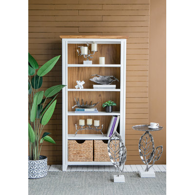 Wood Bookcase With Two Storage Bins 35.5x12x71" by Red Barrel Studio
