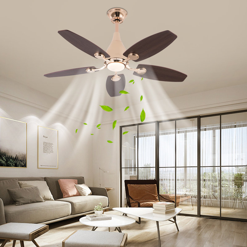 5 - Blade 42Inch Propeller Ceiling Fan with Remote Control and Light Kit Included, Rose Gold