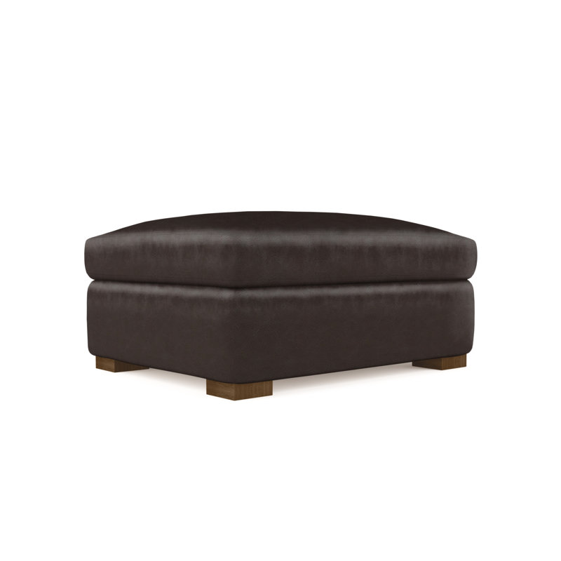 Crosby Ottoman, Plush Velvet Blue Print, Ebony