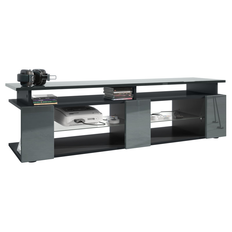 Mcclintock Unfinished TV Stand for TVs up to 60", Black Matt/Grey