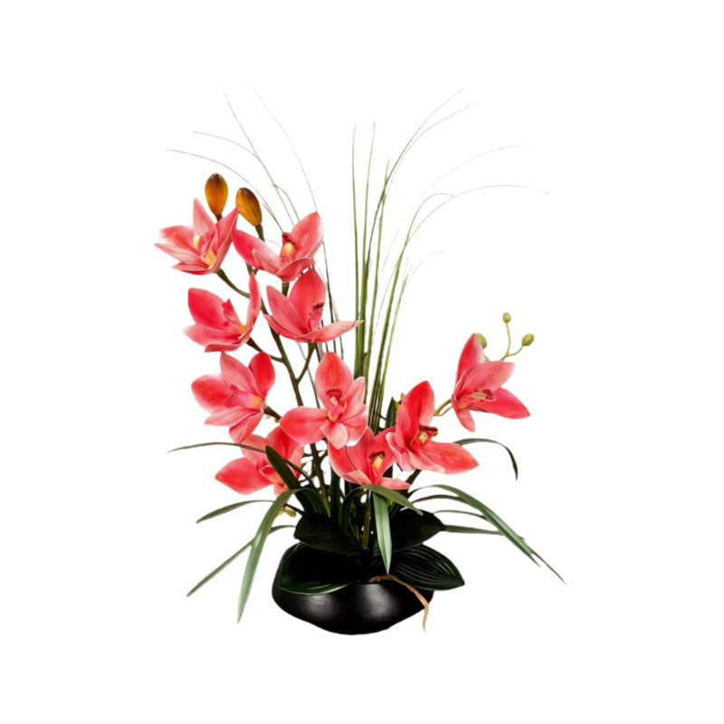 Orchidées artificielles en pot de 21 pouces, bonsaï orchidées décoratives avec technologie Real Touch, orchidées artificielles / artificielles qui semblent réelles pour les décorations de table
