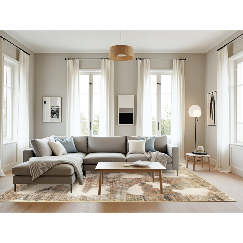 Tapis décoratif multicolore à motif abstrait, Rectangle de 5 pi x 8 pi