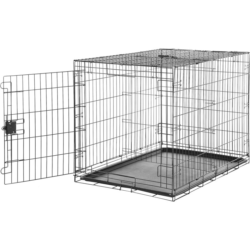 Cage pour chien durable et pliable en métal avec plateau, porte simple