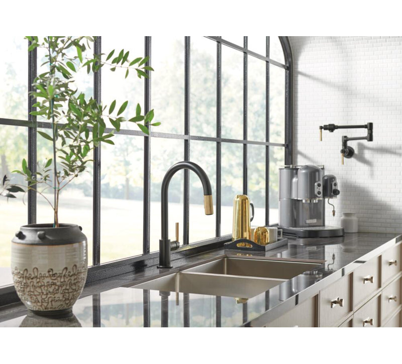 Litze® Wall Mount Pot Filler with Knurled Handle, Luxe Gold
