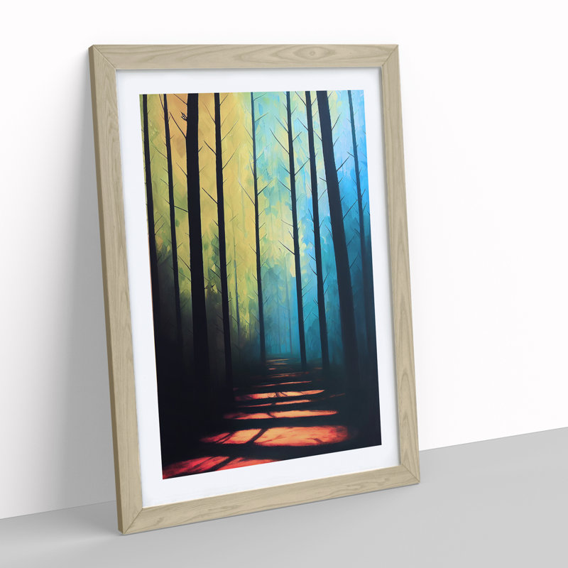 A Colourful Forest No.1 - Single Picture Frame Print, Oak, 64cm H x 46cm W x 2cm D