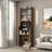 Mid-century Multi-use Extenable Cabinet Desk With Storage Peg Board, Storage Cabinet With Sliding Glass Doors, Led Light, Free Cat Cushion And Cat Toy