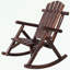 Chaise berçante de patio en bois avec grand dossier-697201576