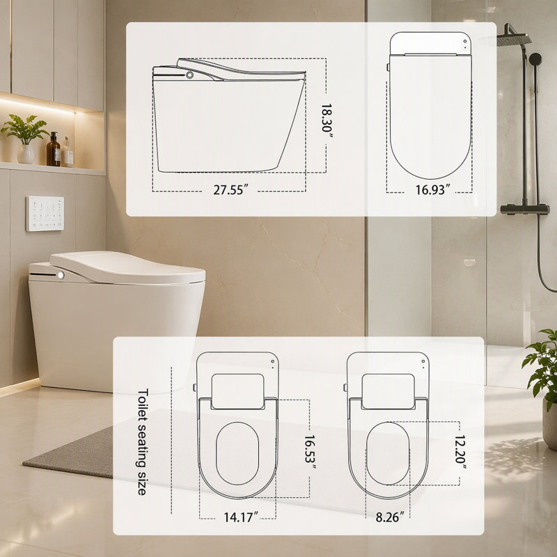 Toilette intelligente avec ouverture automatique du couvercle et rinçage du capteur de pied