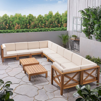 Ensemble de conversation modulaire d'extérieur 12 pièces avec coussin