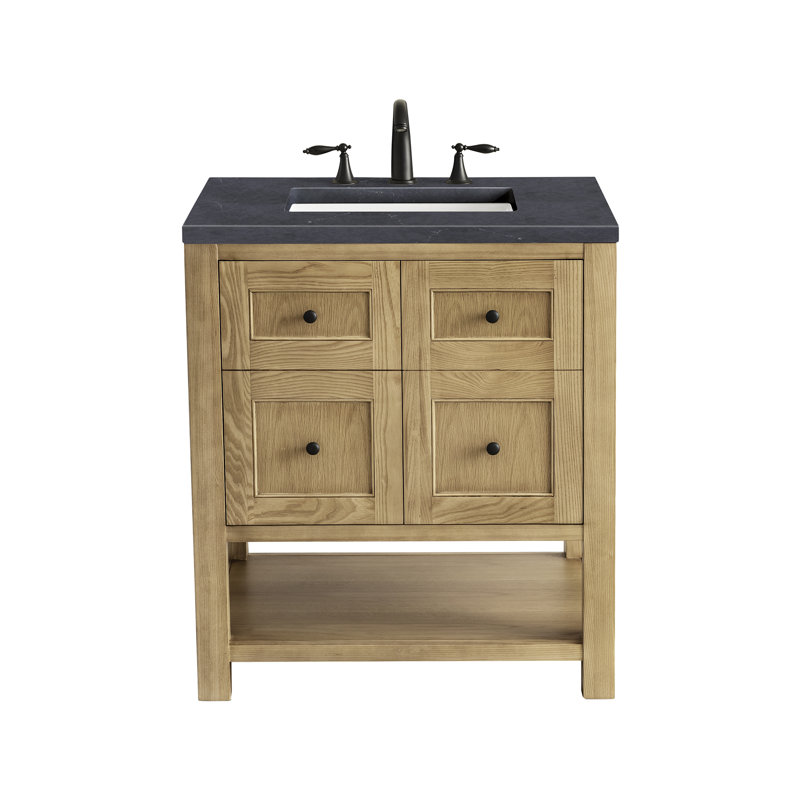 Breckenridge 30'' W Single Vanity, Charcoal Soapstone, Light Natural Oak, 8" Widespread