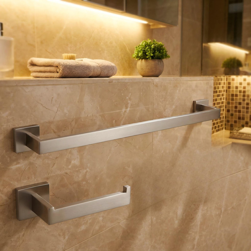 Ensemble de quincaillerie de salle de bain 5 pièces avec porte-serviettes et porte-serviettes , Nickel brossé