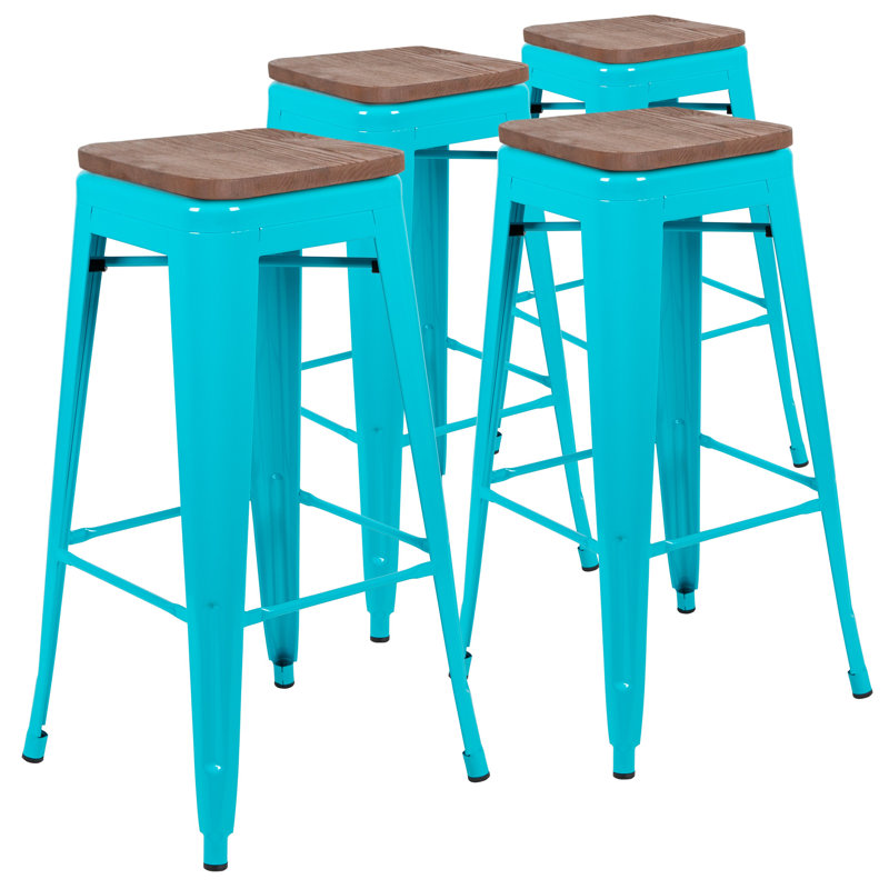 Tabouret à hauteur de comptoir 24 po Gladus, Bleu sarcelle, 4, Tabouret 30 "