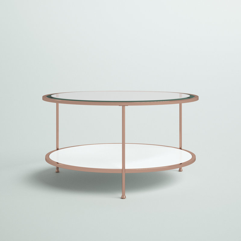 Linvel Glass Top Coffee Table, Antique Rose Gold