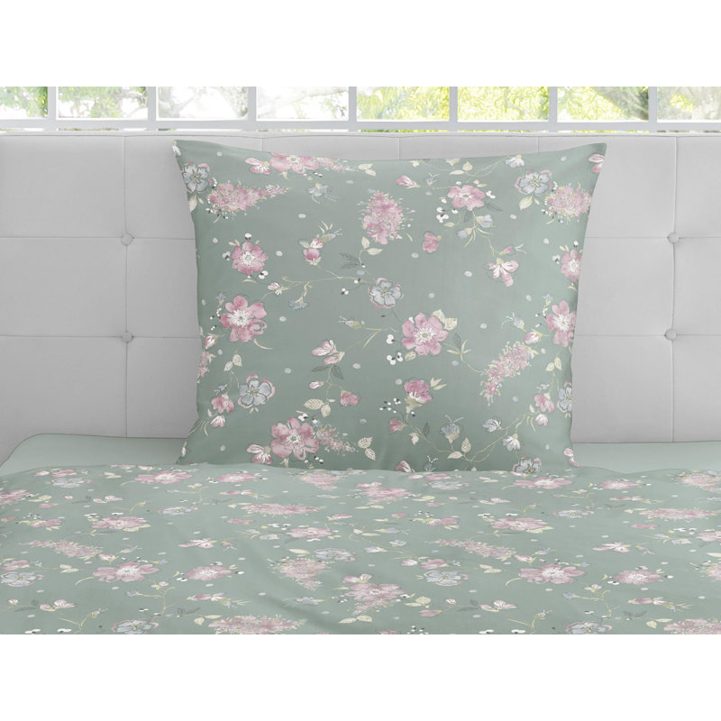 Luna Jersey Duvet Cover Set, 155 x 220cm Duvet Cover + 1 Pillowcase , Green