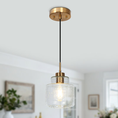 Meya 1 - Light 7"W Single Drum Pendant with Raindrop Glass