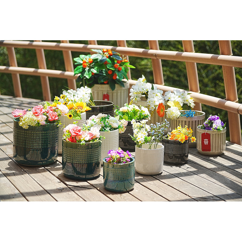 Ensemble de 3 pots de fleurs en céramique, pot moderne, Noir