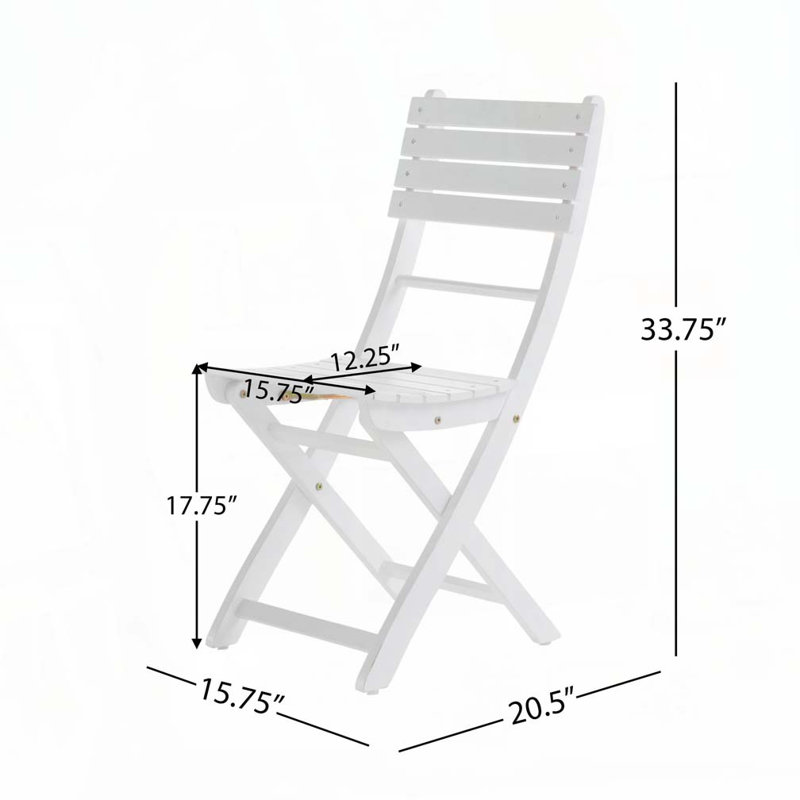 Outdoor Acacia Wood Folding Dining Chair, White