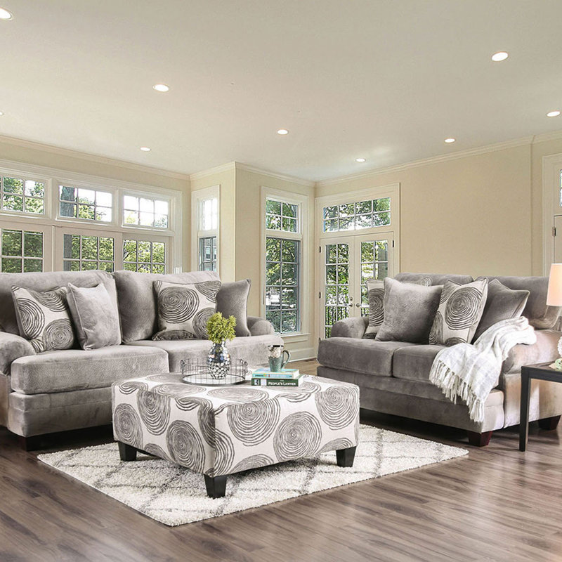 Repose-pieds rembourré de style contemporain, Gris