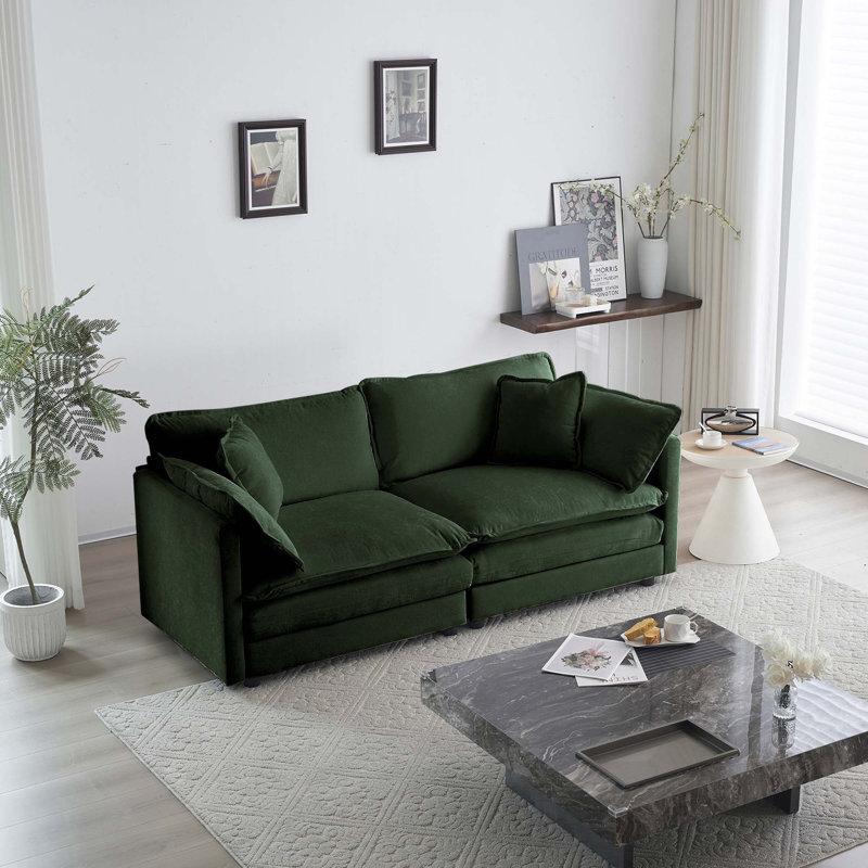 Canapé 2 places avec 4 coussins, Vert