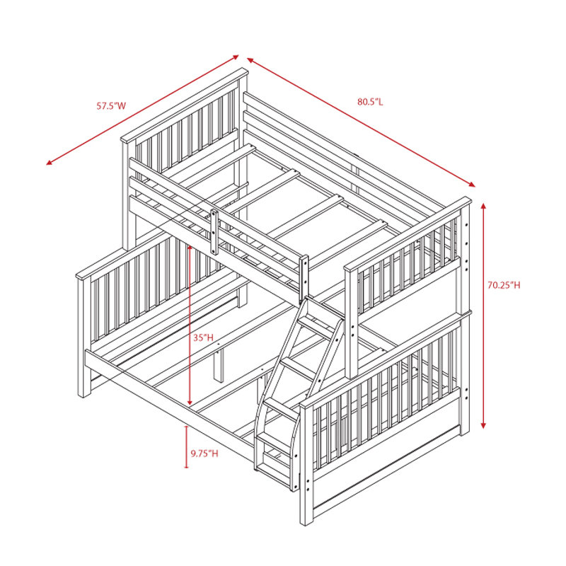 Aleta Twin Over Full Bunk Bed with Underneath Drawers, White/Pink
