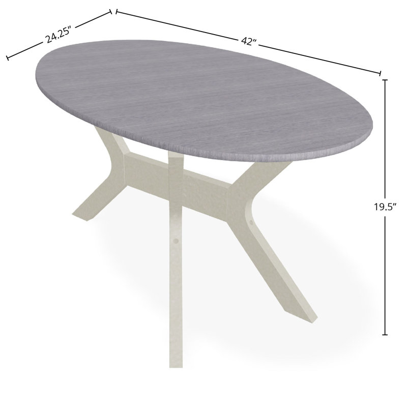 Table basse d'extérieur 24 po x 42 po, Gris / Tempête, Polymère de qualité marine