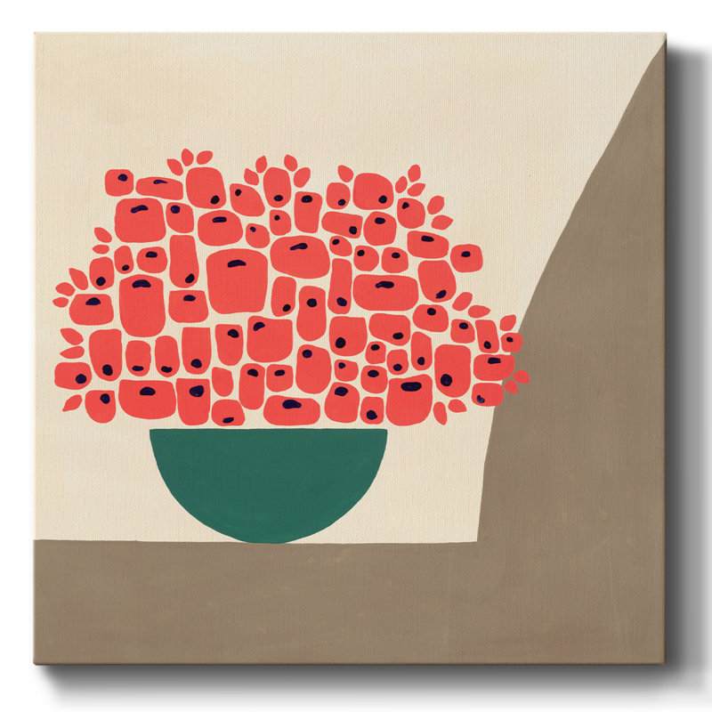 Bol de coquelicots sur toile, H 40 po x l 40 po x P 1,5 po
