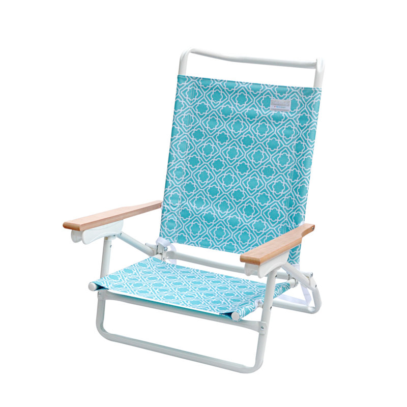 Youngsville Oceana Geometric Reclining Beach Chair, Aqua