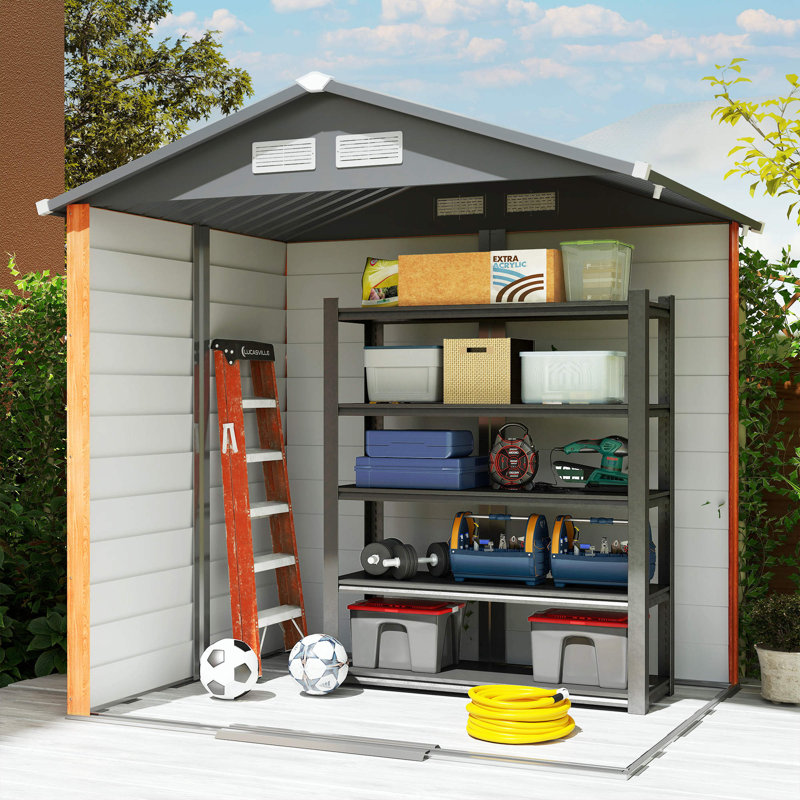 6 ft. W x 5 ft. D Overlap Apex Metal Garden Shed