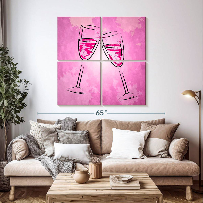 Yarlin Pink Champagne Glasses, 45" H x 45" W