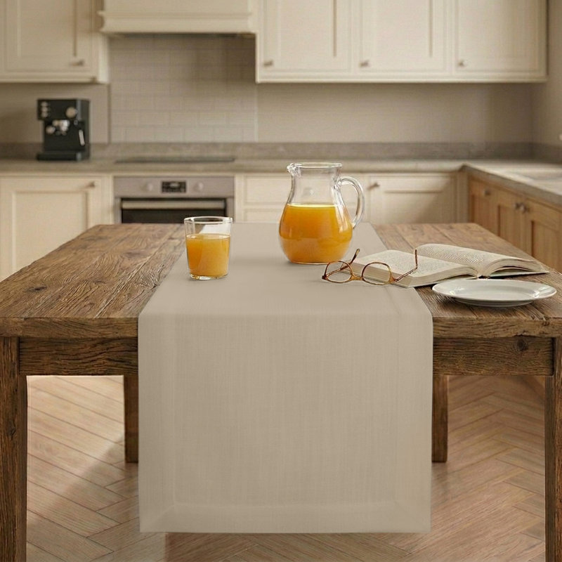 Chemin de table en faux lin, 108 po x 14 po, Naturel