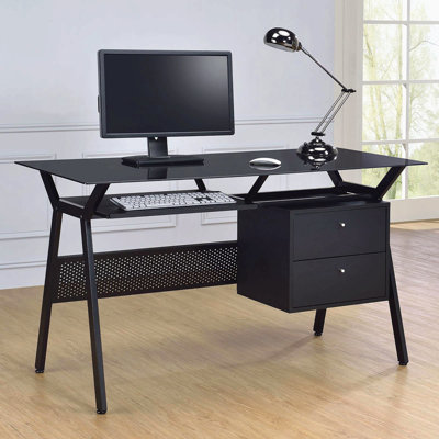 Bureau d'ordinateur noir à 2 tiroirs
