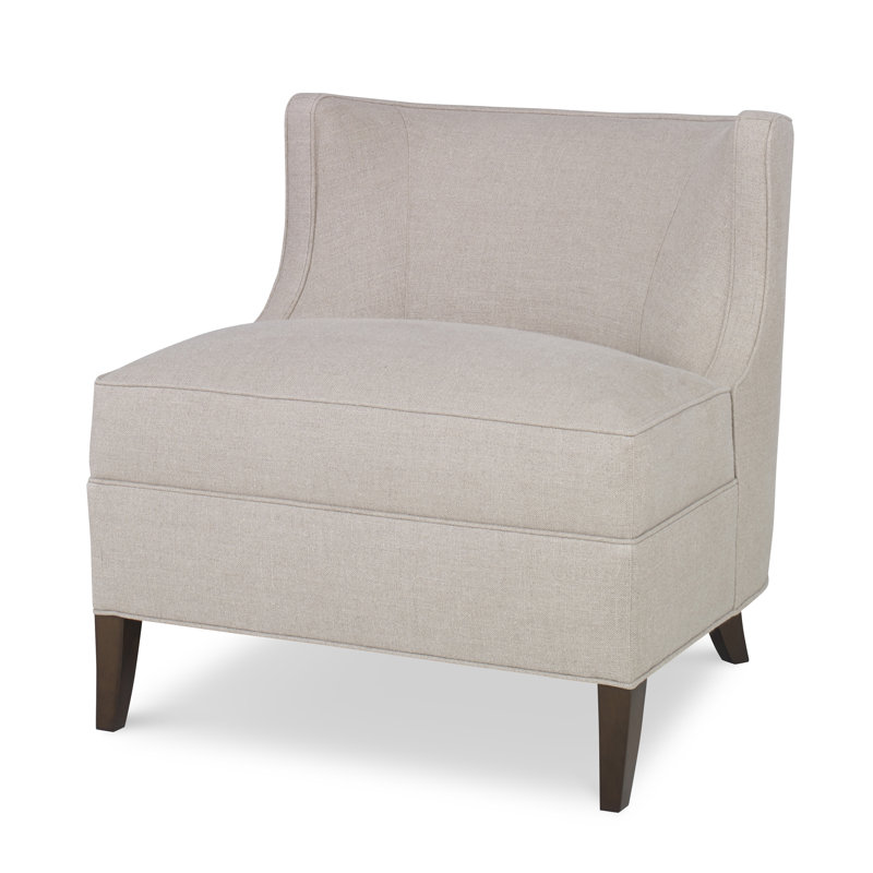 Social Slipper Chair, American Walnut, Antique Brass Small, Filigree Ivory 100% Polyester