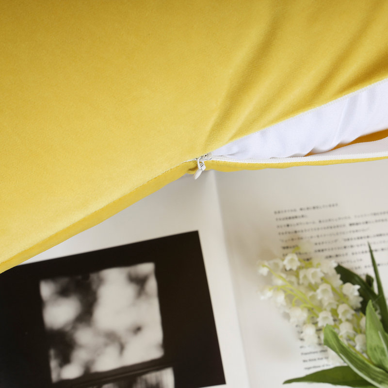 Feather Pillow Cover Pillow Cover, 18"H x 18"W, Yellow