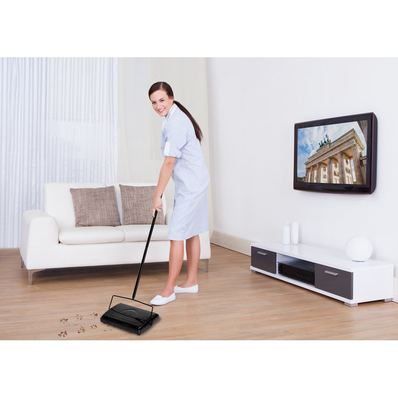 Balai manuel pour tapis et balais à triple brosse, Noir