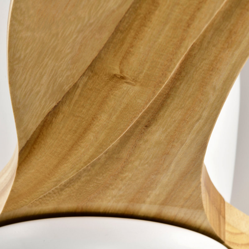 Ventilateur de plafond de 52 po en bois massif avec lumière avec télécommande, moteur réversible silencieux, 6 vitesses, pour salon de patio, chambre à coucher, intérieur (blanc mat + naturel)