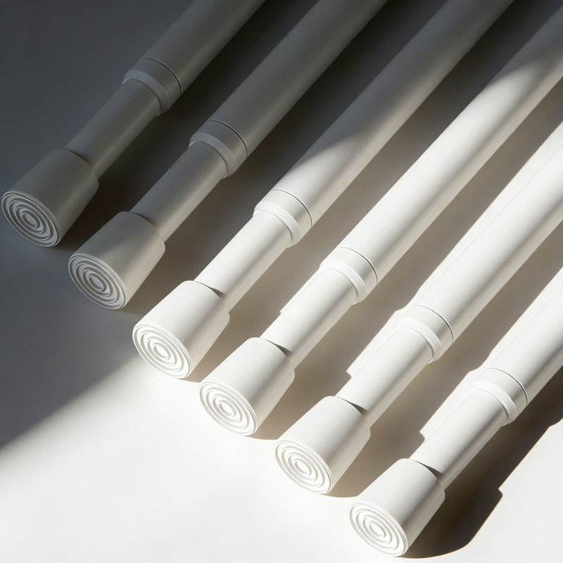 Tringle à rideaux extensible sans tension à ressort sans perçage pour fenêtres, conception antidérapante robuste, installation facile, finition blanche (paquet de 6)