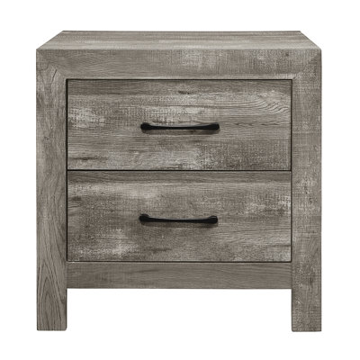Bedroom Nightstand, 2 Drawers With Intriguing Metal Pulls Nightstand In Hue, Enhancements