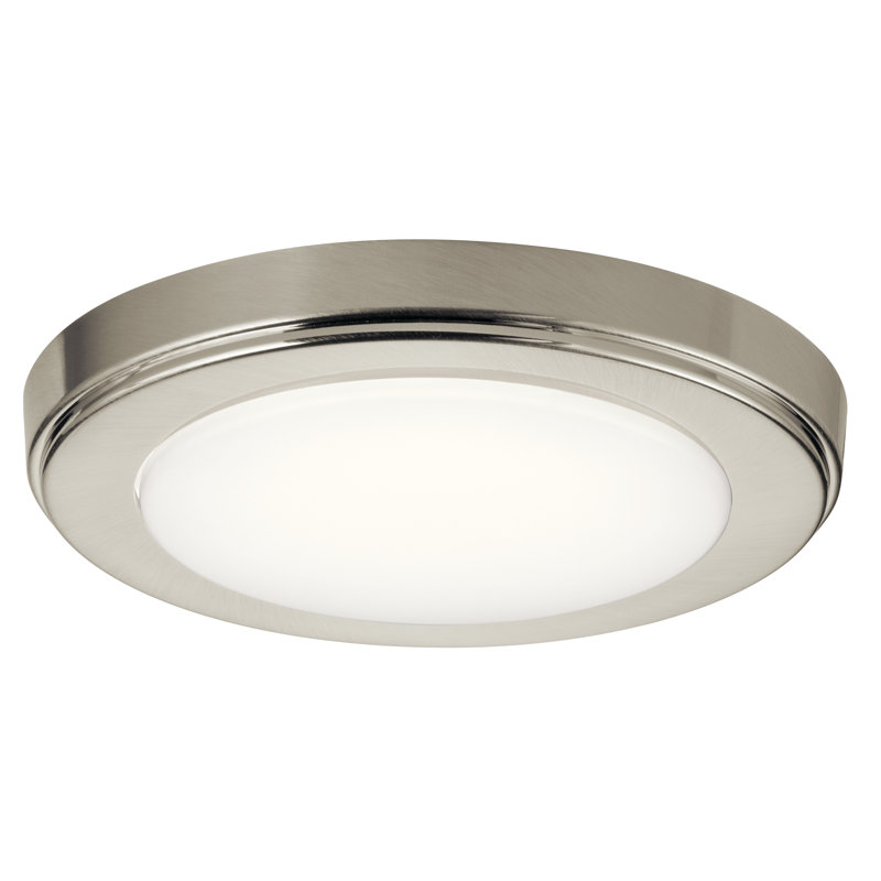 Plafonnier encastré simple à 1 lumière DEL Pamelia, Nickel brossé, H 1 po x l 7 po x P 7 po, 3000 K