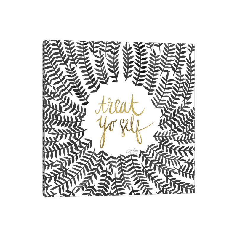 Treat Yo Self, Black by Cat Coquillette - Wrapped Canvas Print