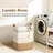 Large Laundry Hamper, 85L Tall Woven Clothes Basket With Leather Handles - Cotton Fabric Storage Organizer For Bedroom, Nursery, Laundry Room, Collapsible Rectangle Dirty Clothes Bin
