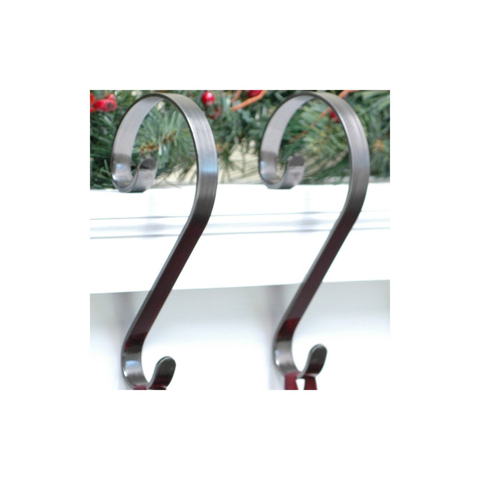 Scrolls Stocking Holder, Pewter
