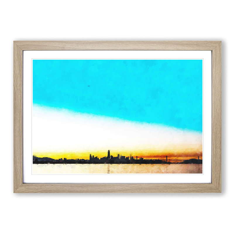 View of San Francisco in California - Picture Frame Painting Print, 62cm H x 87cm W x 2cm D, Oak Framed