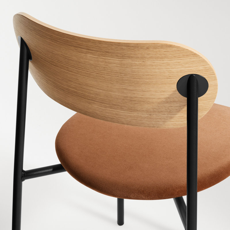 SideBySide 18'' H Upholstered Stacking Side Chair, Copper Velvet, White Oak