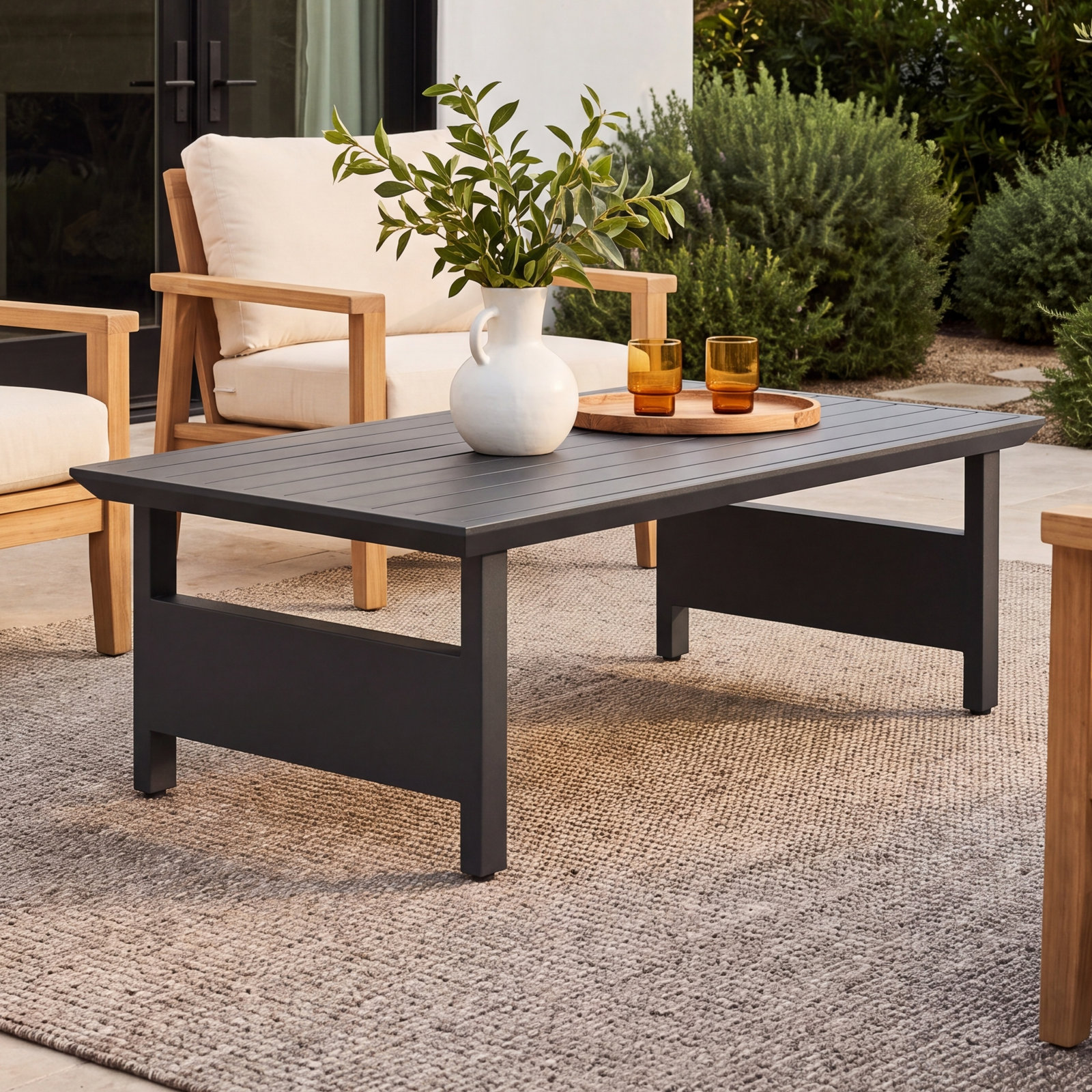 Everlee 48" Patio Table, Black