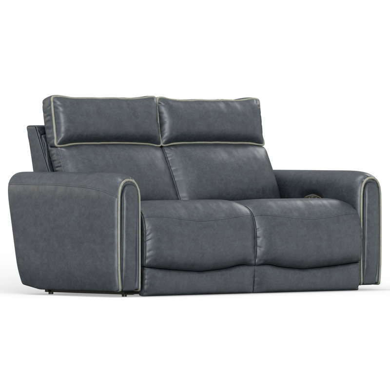 Ayoka Power Reclining with Power Adjustable Headrest, Blue Polyester, 41" H x 84" W x 39" D