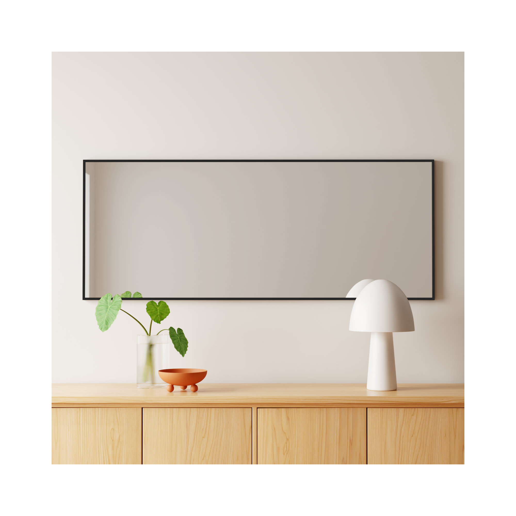 Sabine Metal Rectangle Wall Mirror, 60" x 24", Black