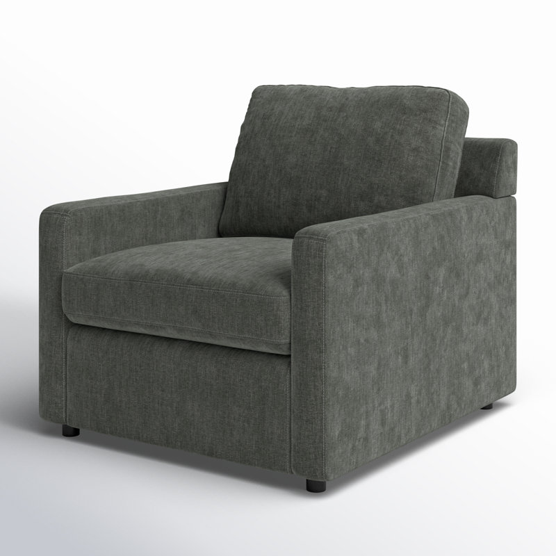 34" W Polyester Armchair, Forest Performance Chenille